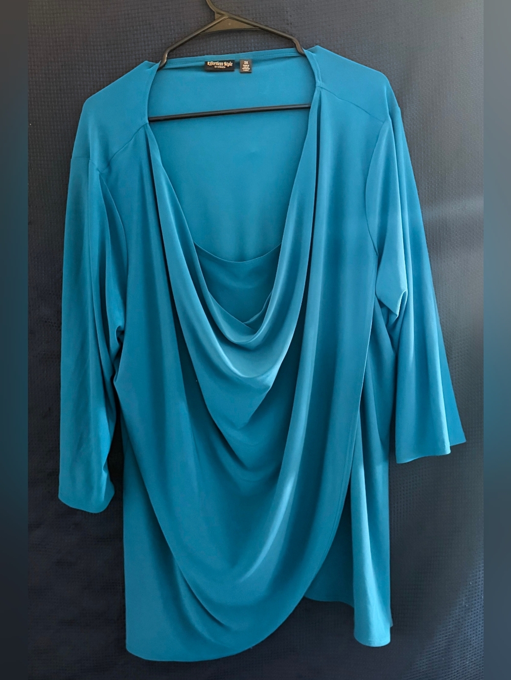 Teal Drape Front Women's Top Sz 2x